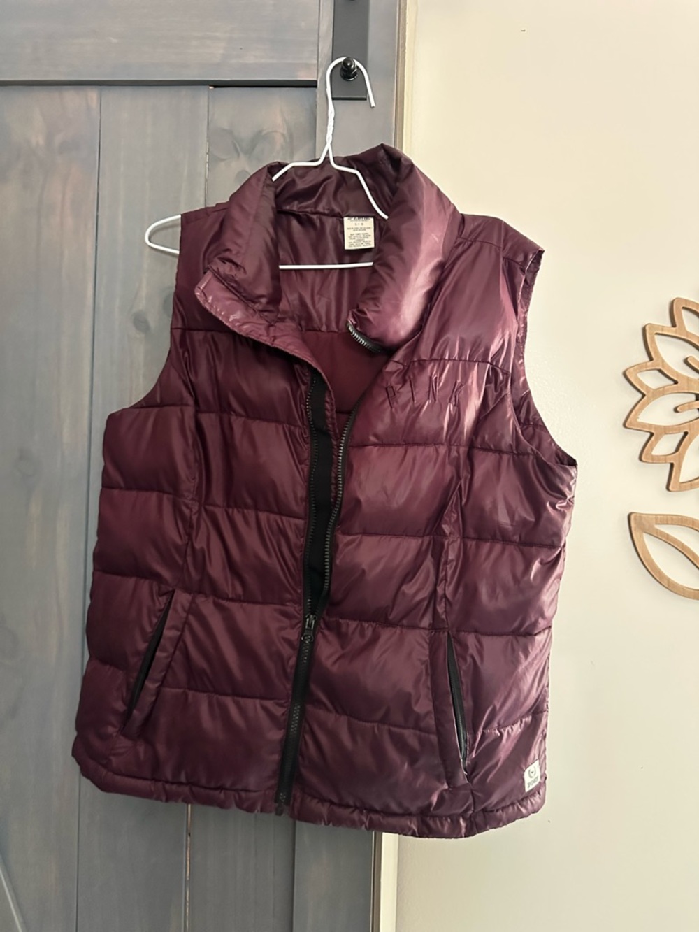PINK Victoria's Secret Quilted Puffer Vest - Burgundy